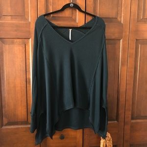 FREE PEOPLE textured emerald green long sleeve